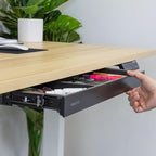 Mount-It! Under Desk Drawer Organizer with 2 Compartments, Shallow Low-Profile Slide-Out Desk Tray, 20.7″ x 8.9″ x 1.8″, Pull-Out Pencil Drawer for Traditional & Standing Desks - Black - Image 5