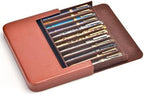 Lanxivi 12 Fountain Pen Case Genuine Coffee Leather Organizer, Portable Pen Bag Pouch Drawer Style - Image 4