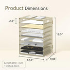 9-Tier Paper Organizer for Desk, Letter Tray with Handles, Golden Yellow - Image 4