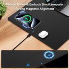 Wireless Charging Mouse Pad, 15W Fast Charge Magnetic Charger Desk Pad, Large Office Desk Mat (31.5"x11.8") with Ultra-Smooth Surface, Black Computer Mousepad for MacBook, PC, Laptop - Image 3