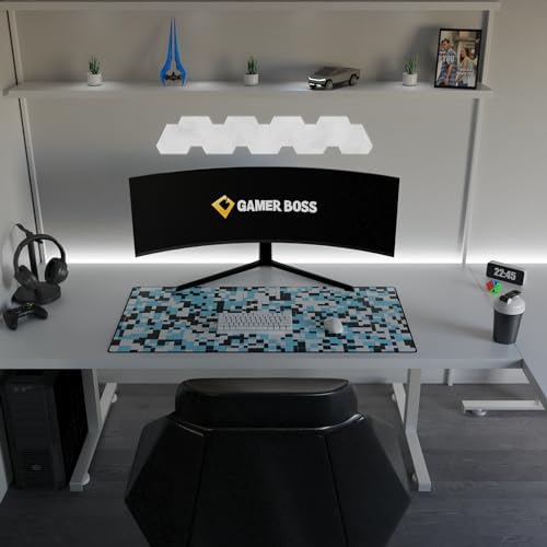 Gamer Boss - Gaming Mouse Pad - 48 x 24 Inches - 4mm Thick with Stitched Edges, Non-Slip Rubber Base, Premium Cloth Mousepad, Desk Mat for Laptop, Keyboard, Computer & PC (Mega, Squares) - Image 3