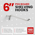 100 Pack PEG Board Pegboard Shelving Hooks 6" Length Wholesale Lot - Image 2