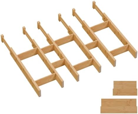 Bamboo Drawer Dividers, Expandable Kitchen Drawer Organizer by Vellzeyce