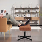 VECELO Under Desk Footrest, PU Ergonomic Foot Rest with Comfort Padding, Height Adjustable for Relieving Leg Pain, Stiffness, and etc, Brown - Image 7