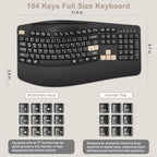 Wireless Keyboard and Mouse Combo, 2.4G Ergonomic Wave Keys(Latte Black) - Image 7