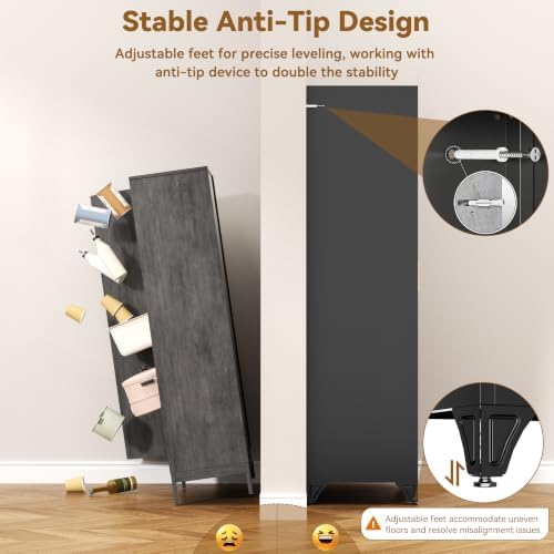 Polup 75" Pantry Cabinet, Tall Metal Storage Cabinet with Doors and Shelves - Image 6