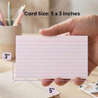 School Supply Boxes | 3x5 White Index Cards (100 ct.) | 100 Pack | Lined in Front, Blank in Back - Image 3
