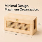 Wooden Cable Management Box - 15 x 6.5 x 6.3 in - Power Strip Organizer - Image 2