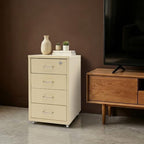 4 Drawer Vertical File Cabinet, Beige Metal File Cabinet with Lock(Yellow) - Image 6