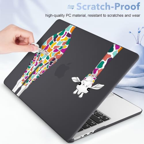 May Chen for M5 MacBook Air 13.6 Inch Case 2026 2025 2024-2022 Release M5 A3449 M4 A3240 M3 A3113 M2 A2681, Plastic Hard Shell Case for MacBook Air 13.6" with Retina Display, Black Colorful Giraffe - Image 4