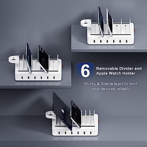 Charging Station for Multiple Devices, 6 Port 50W Fast Multi Charger Station Charging Dock with 6 Mixed Charging Cables for iPhone, iPad, Kindle, Tablet, Cellphone and Others - Image 6
