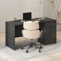 Furinno Roger 60 Inch Executive Desk with File Cabinet, Home Office Desk with 3-Drawer Fixed Pedestal Filing Cabinet, Desk Cord Grommet, for Home Office, Antique Grey by Furinno-FitsYourSpaceFitsYourBudget