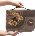 Women Bible Cover Case with Top Handle Tribal Horse Print Men Bible Book Cover Church Bag Carrying Case with Pocket by Glomenade