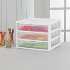 2-piece Set, Three-drawer Transparent Plastic Desktop Storage Cabinet, Countertop Storage Drawer, Stackable Office Drawer Cabinet, Suitable for Offices, Living Rooms, and Bedrooms - Image 2