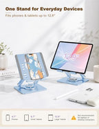 Aoviho Rotating Tablet Stand for Desk - [Adjustable] Drawing Stand for iPad, Portable Aluminum Desktop Holder, Compatible with 4.7–12.9 inch Devices, (Sky Blue) - Image 6