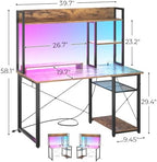 Cyclysio 39'' Gaming Desk with Hutch and Reversible Storage Shelves, Rustic - Image 2