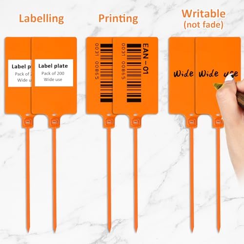 Youyole Plastic Seal Tags Self-Lock 250mm,Orange,2.28 X 3.94 Inches - Image 4