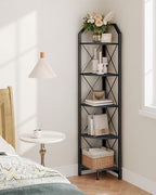 CHOEZON 5-Tier Corner Shelf, Industrial Corner Bookshelf, 59.4" Corner Storage Stand, Plant Stand Display Shelf, Corner Bookcase for Bedroom, Living Room, Home Office, Black TCJ10BB by Choezon