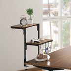 Clamp-on Desk Shelf, 13 inch Above or Below Desk 2-Tier Shelving, Adjustable Metal Storage Tray for Gaming Devices or Office Desk Accessories and More, Brown, Patent Pending - Image 5