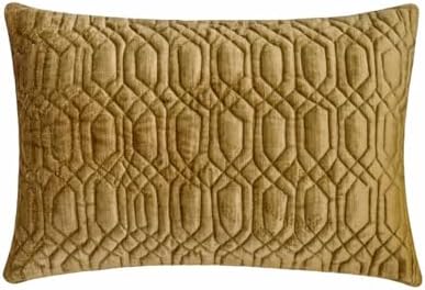 The HomeCentric Decorative Gold Pack of 2, 12"x14" (30x35 cm) Lumbar Pillow Cover, Velvet Lattice, Trellis & Quilted Oblong Pillow, Geometric Pattern Modern Style - Gold Oud by TheHomeCentric