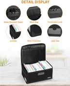 JUNDUN Index Card Holder with Lock,Collapsible Fireproof Index Card Box fits 1200 5x8-Inch Flash Cards - Business, Recipe, or Note Card Storage Boxes - Black - Image 3