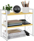 YINMIT Desktop Shelf Organizer, 2 Tier Office Shelves, Wood Desk Organizer Storage Rack and Freestanding Display Shelf for Office, Dormitory, Home (White Wood) by YINMIT