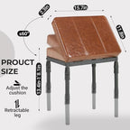 Adjustable Ottoman Pouf, 60 Degree Tilt Footrest, Brown Synthetic Leather - Image 2