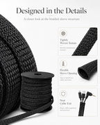 300 Feet - 1/4,1/2,3/8 Inch Braided Wire Loom PET Cable Loom Expandable Braided Sleeving Wire Sleeve for Automotive，TV, Computer, Home Theater, Black - Image 5