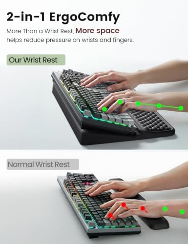 Vaydeer Extra-Large Keyboard Wrist Rest, Ergonomic Keyboard Stand with Wrist Rest, Ergonomic Keyboard Riser with Soft Memory Foam Cushion for Typing, Gaming, Home Office, Carpal Tunnel Pain Relief - Image 4