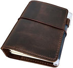 Travelers Notebook Cover with Inner Pockets, Card Slots and Pen Holder, Passport Size, Dark Brown - Image 2