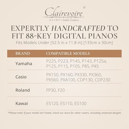 Digital Piano Cover for Yamaha - Piano Keyboard for P143, P225, P223, P145, P143, P125a, P125, P115, P105, P71, P45, Kawai ES120, PX150, Roland F-20 & More, Keyboard Cover, Ebony Black - Image 4