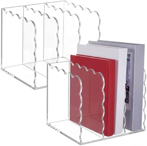 2 Pcs Scalloped Acrylic Magazine Holder, File Organizer, Standard Style by Suzile