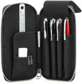 CONTACTS Full Grain Leather Pencil Case Handmade Vintage Zipper Pen Holder Pouch with Card Slot Pens Organizer Pockets Stationery Bag for Men and Women (Black) by CONTACTS