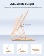 Aoviho 360° Rotating Laptop Stand for Desk | Adjustable, Foldable, Portable Aluminum Ergonomic Riser | Compatible with MacBook, Dell, HP & All Laptops 10-16 inch | Gold - Image 5