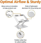 Amazon Basics Sturdy and Portable Ergonomic Laptop Stand for Desk, Height Adjustable Riser with Ventilated Cooling, Foldable, Fits all Laptops up to 15.6 Inch, Silver - Image 2