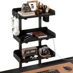 3-Tier Clamp on Wood Desktop Shelf, Adjustable Height Office Desk Organizer by CABTE