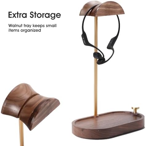 Walnut Headphone Stand Wood, Wooden Headset Stand Holder for Desk - Image 3