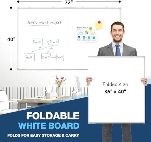Double-Sided White Board Dry Erase Magnetic Whiteboard Wall 72x40 Foldable - Image 2