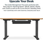 Vari Cable Management Tray - Under Desk Cord & Wire Organizer - Ideal for Home Office Sit Stand Desks - Fits Adjustable Electric Standing Desk 48x30, 60x30, 60x24, 72x30 - Easy Assembly (Black) - Image 2
