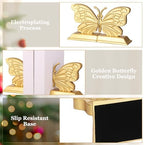 Kathfly Decorative Butterfly Bookends, Vintage Butterfly Book Ends, Resin Gold Bookends for Shelves, Heavy Duty Book Stopper for Desk Home Office, Shelf Decoration - Image 3