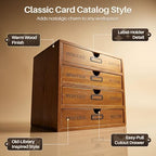 Flexzion Wood Desktop Organizer with Drawers, Desktop Storage Drawers Wood Cabinet, 4-Drawer Wooden Card Catalog Cabinet for Office, Crafts, Jewelry, Stationery, Vintage Brown (Pack of 2) - Image 6