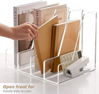 SANRUI 4 Pack Clear Acrylic Vertical File Organizer, Desk Organizer and Storage Bins Holding for Magazines, Binders, Notebooks, Envelopes, Multi-purpose Document Organizer for Home Office - Image 4