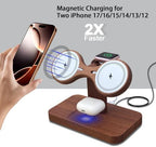 Wood Wireless Charging Station for Apple Devices Dual Wireless Charger - Image 3