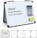 Dry Erase Board, 17x13 inch with 4 Sides Magnetic Whiteboard, A3 Foldable Small White Board with Lines, Perfect for Office, School, and Home. (Silver) by ALSMER