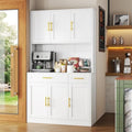 71 Sideboard Buffet Cabinet, Metal Kitchen Coffee Bar Cabinet White by RISTERN