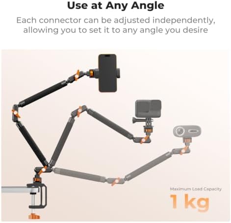 K&F CONCEPT 22" Magic Arm with Desk C-Clamp, Overhead Desk Camera Mount - Image 5