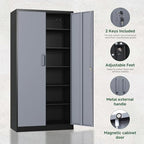 Letaya Metal Storage Cabinets with Lock Door and 5 Adjustable Shelves, Steel Garage Tool Organization Cabinets for Home,Utility Room, Warehouse,Lockers(71"-Black Gray) - Image 6