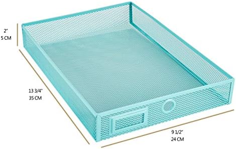 Annova Desk Organizer Wire Mesh 3 Tier Sliding Drawers Paper Sorter/Multifunctional/Premium Solid Construction for Letters, Documents, Mail, Files, Paper, Kids' Art Supplies (Turquoise) - Image 3