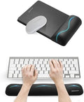UnivoColors Mini Size Mouse Pad with Wrist Rest & M-Size Keyboard Wrist Rest Set,Premium PU Material,Low-Rebound Cushion,Ergonomic Design,Smooth Mouse Control with Hard Plate,Reduces Fatigue,Black by UnivoColors
