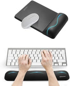 UnivoColors Mini Size Mouse Pad with Wrist Rest & M-Size Keyboard Wrist Rest Set,Premium PU Material,Low-Rebound Cushion,Ergonomic Design,Smooth Mouse Control with Hard Plate,Reduces Fatigue,Black by UnivoColors